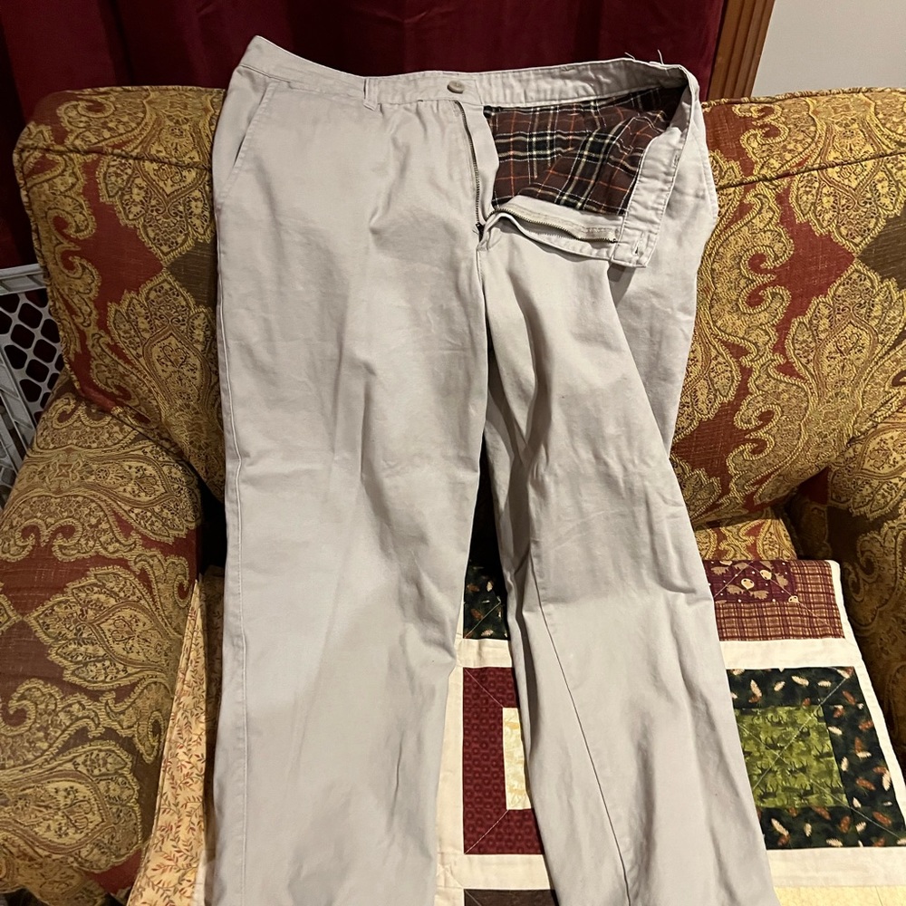 Mens khaki fleece lined pants